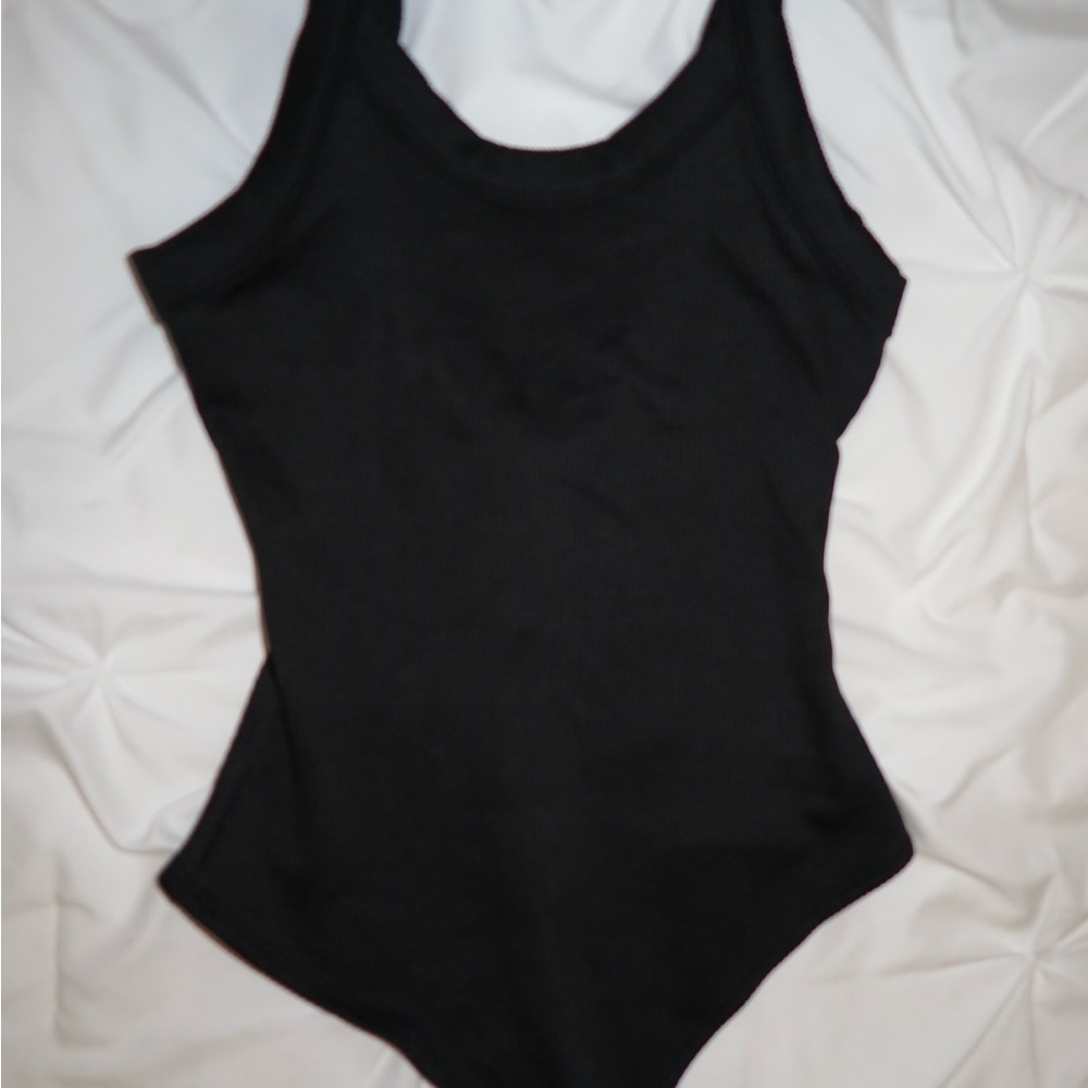 Black Ribbed Bodysuit